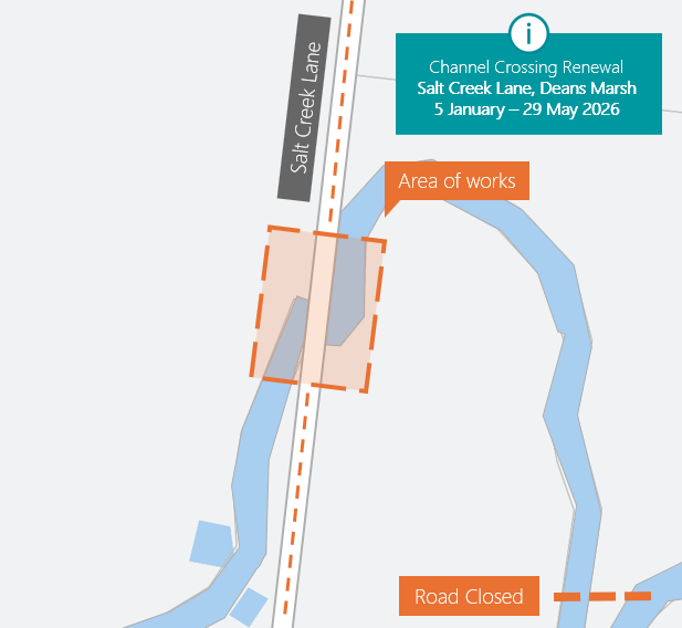 Map of works, Salt Creek Lane, Deans Marsh