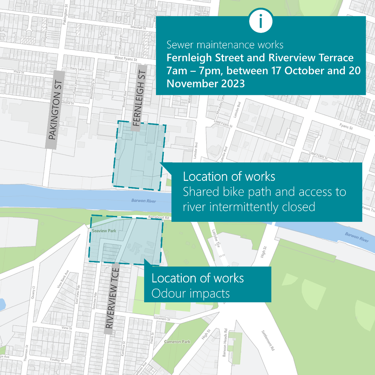 Fernleigh Street & Riverview Terrace scheduled sewer vent works