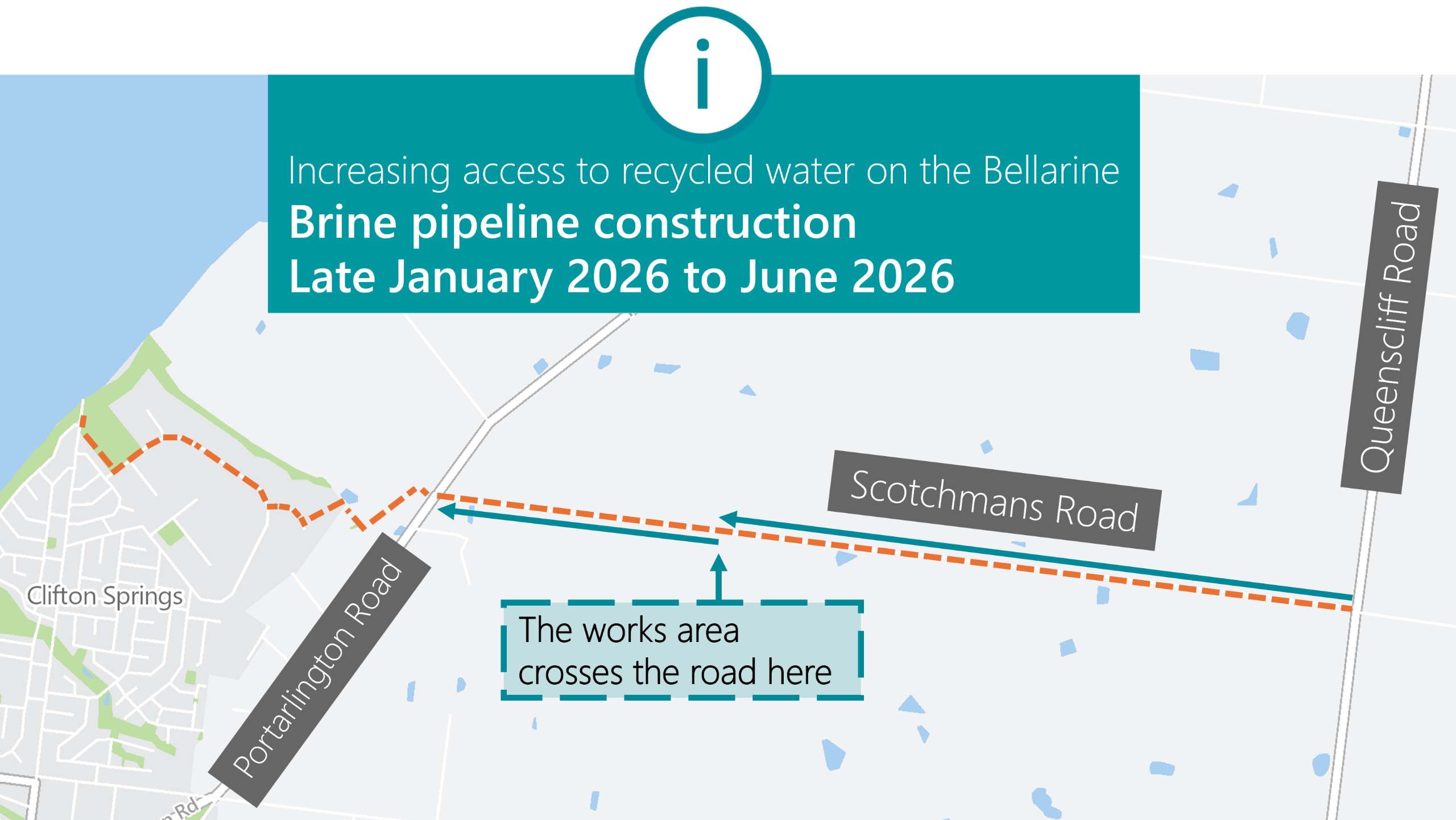 Location of the where the new brine pipeline will be built along Scotchmans Road