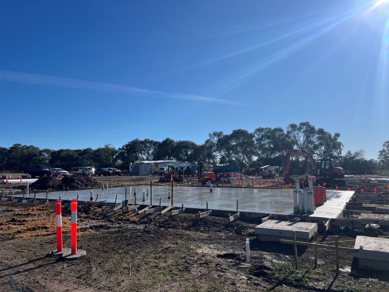 Photo of the concrete pour complete for the new treatment plant at the Portarlington WRP on 3 June 2025